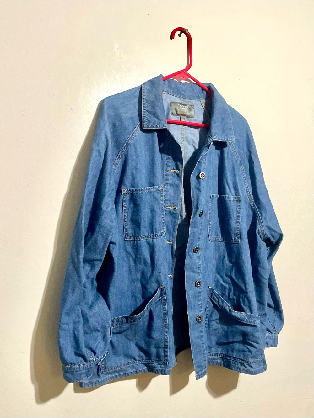 Torrid Denim Raglan Chore Jacket Women's Size 1 (XL) Lightweight Button Front - Picture 2 of 6